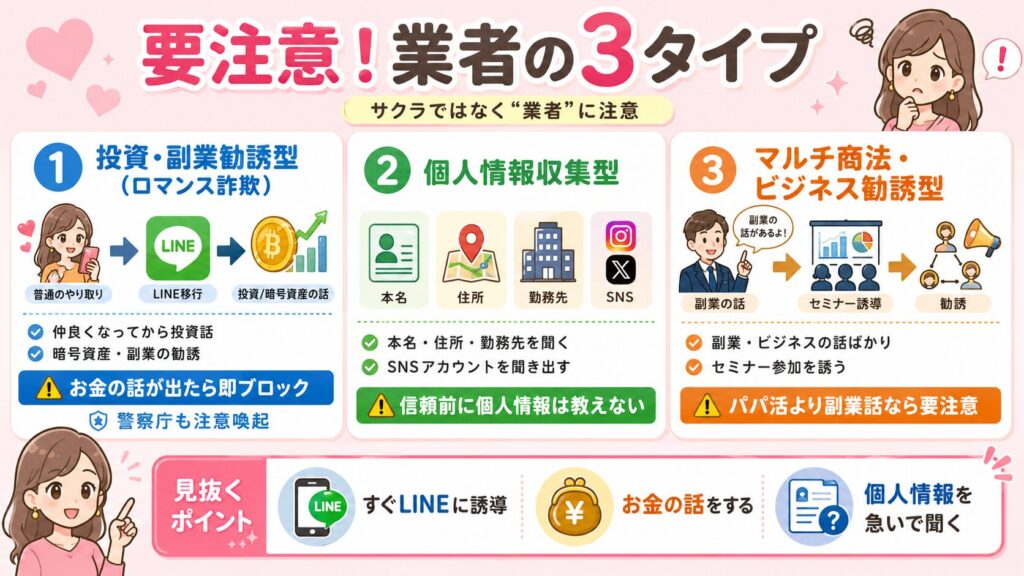 ペイターズに潜む業者の種類と手口